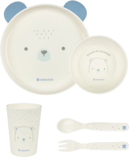 Kikka Boo Feeding Set Bear With Me made of Plastic Light Blue 5pcs for 6+ months