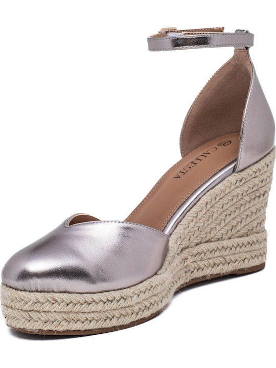 Damenplattformen im Espadrilles-Stil Silber