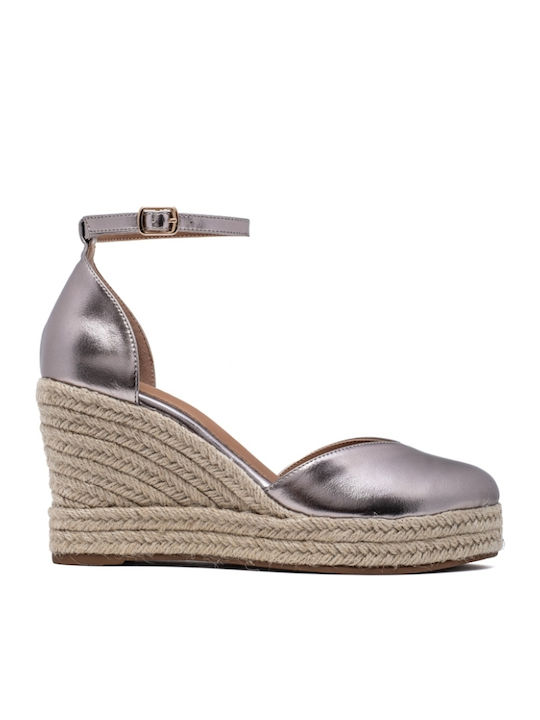 Damenplattformen im Espadrilles-Stil Silber
