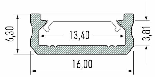 Silver Aluminum Profile Type D 1m + Milky Lens