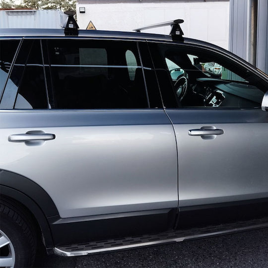 Bare de acoperiș aerodinamice din aluminiu Cruz Airo T-128cm Set picioare pentru Volvo Xc90 2015+ Fără balustradă Argintii 2 bucăți