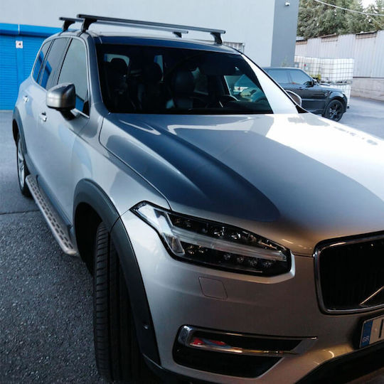 Bare de acoperiș aerodinamice din aluminiu Cruz Airo T-128cm Set picioare pentru Volvo Xc90 2015+ Fără balustradă Argintii 2 bucăți
