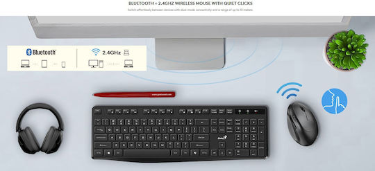 Genius Ergo 8350S Ασύρματο Εργονομικό Bluetooth Vertical Ποντίκι Μαύρο