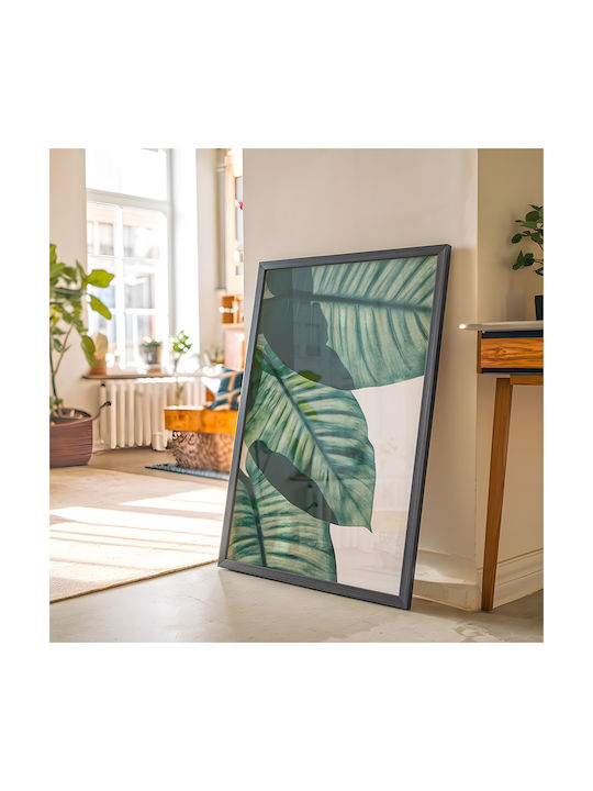 Poster Tropical Palm Leaf Pst25155 21cm X 30cm Λευκό Κάδρο Pvc