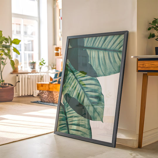 Poster Tropisches Palmblatt Pst25155 21cm x 30cm Weißer PVC-Rahmen