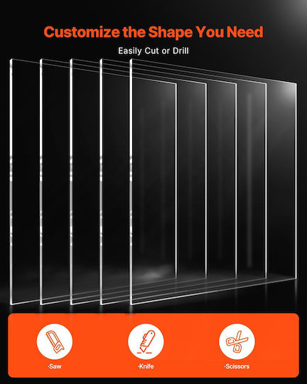 Φύλλα Vevor 5 Συσκευασιών Pet Plexiglass 24 X 36 Ιντσών Πλαστικά Φύλλα Πάχους 0,04 Ιντσών
