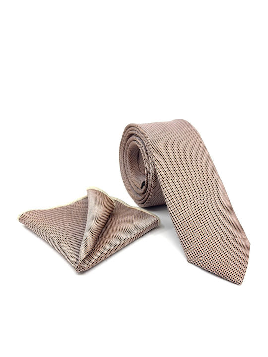 Legend Accessories Σετ Ανδρικής Γραβάτας με Σχέδια σε Μπεζ Χρώμα