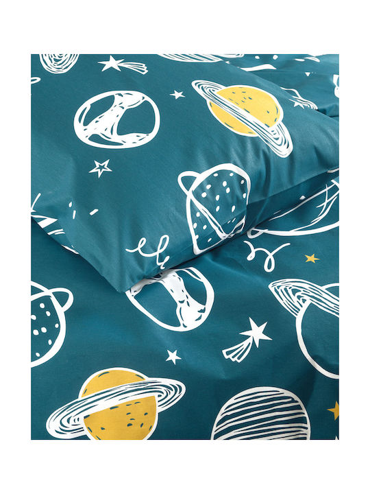 Rythmos Sheet Set Semi-double with Elastic Band Cotton Symbol Petrol 160x260cm 3pcs