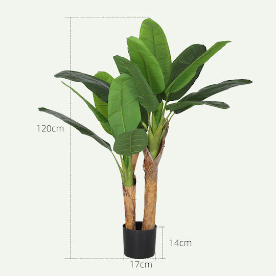 Homcom Artificial Banana Plant Height 120 cm Pot Included Indoor Green 830-941v00gn
