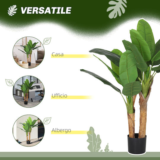 Homcom Artificial Banana Plant Height 120 cm Pot Included Indoor Green 830-941v00gn