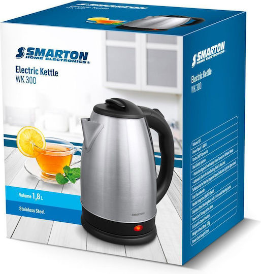 Smarton Βραστήρας 1.8lt 1500W Ασημί