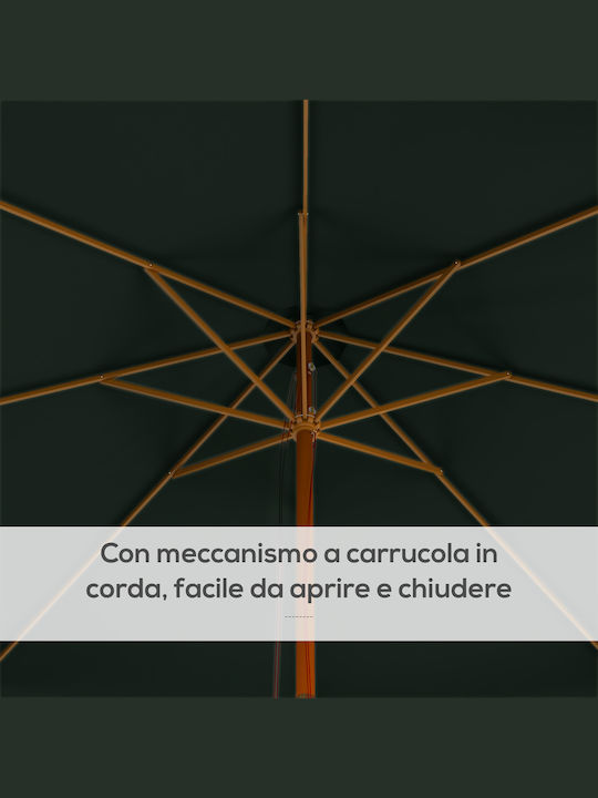 Umbrelă Rotundă Din Lemn Verde Φ3.25xÎnălțime 2.5m