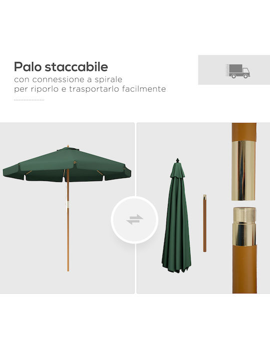 Umbrelă Rotundă Din Lemn Verde Φ3.25xÎnălțime 2.5m
