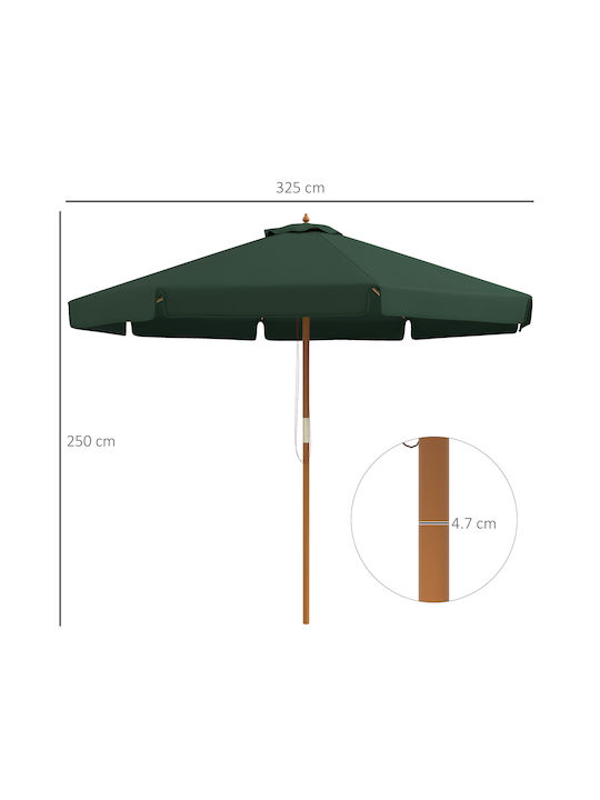 Umbrelă Rotundă Din Lemn Verde Φ3.25xÎnălțime 2.5m
