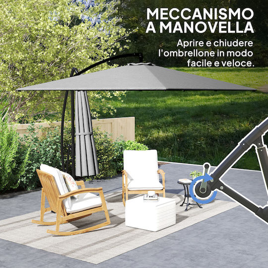 Hanging Squared Metal Grey Parasol 3x2.5m