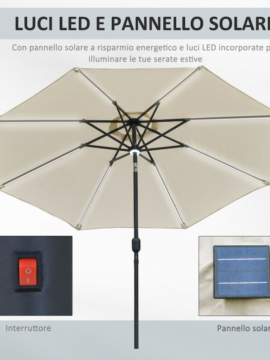 Umbrelă Rotundă Din Aluminiu Bej Φ2.66m
