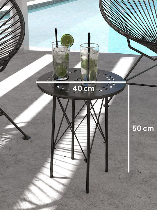 Sitting Room Outdoor Metal Table Black 40x40x50cm