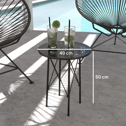 Sitting Room Outdoor Metal Table Black 40x40x50cm
