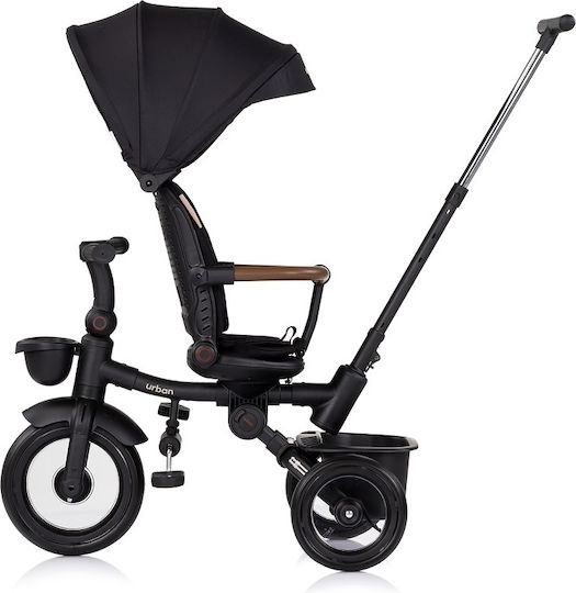 Chipolino Kids Tricycle Bike Urban Foldable Convertible with Parental Handle & Sunshade for 12 Months Blackberry