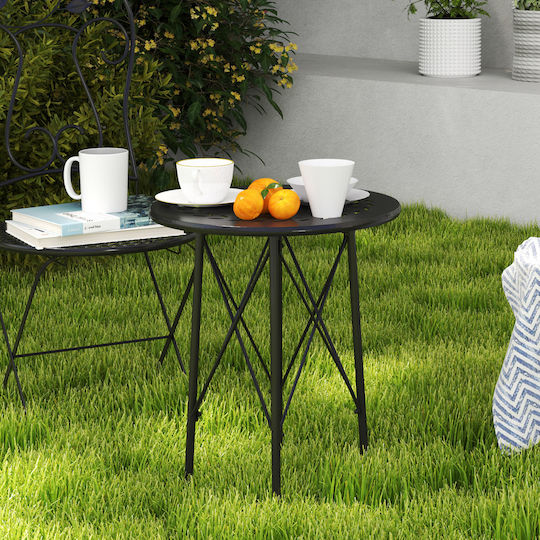 Sitting Room Outdoor Metal Table Black 40x40x50cm