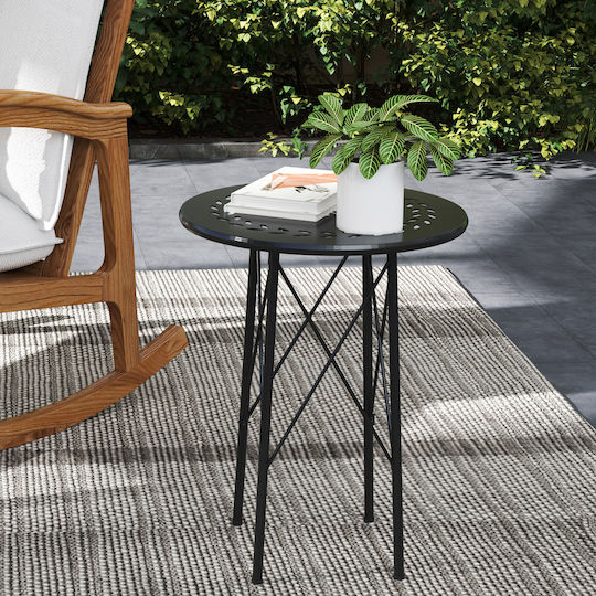 Sitting Room Outdoor Metal Table Black 40x40x50cm
