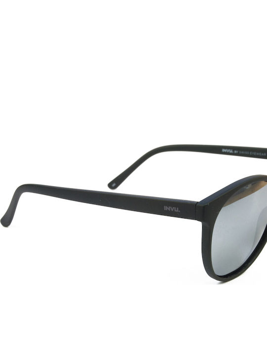 Invu Round Kids Sunglasses with Mirror Lenses Black for 7-11 Years