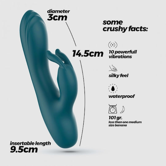 Crushious Mini Δονητής Rabbit 10cm Πράσινος