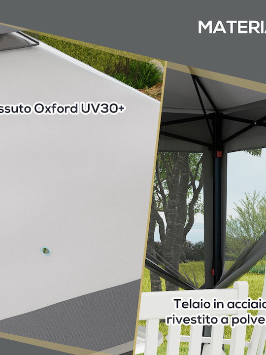 Outsunny Gazebo Grădină Gri x3.26m