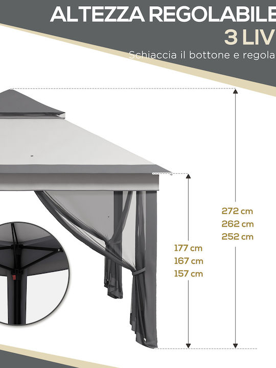 Outsunny Gazebo Grădină Gri x3.26m