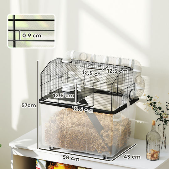 Pawhut Rodent Cage 58x43x57cm