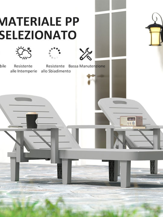 Liegestuhl Kunststoff Gray mit Tisch 79x158x88cm.