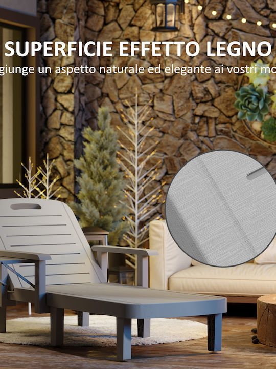 Liegestuhl Kunststoff Gray mit Tisch 79x158x88cm.