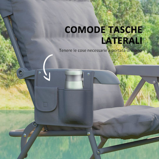 Outsunny Lounger-Armchair Beach with Recline 5 Slots Gray 66x58x105cm