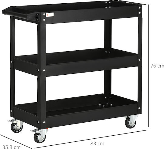 Durhand Καρότσι Μεταφοράς για Φορτίο Βάρους έως 150kg σε Μαύρο Χρώμα