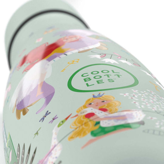 Cool Bottles Kids Water Bottle Stainless Steel with Straw Princess Kingdom 350ml