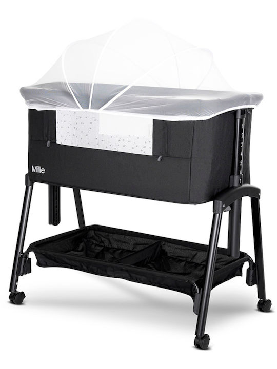 Lorelli Cradle with Mattress, Side Opening, and Wheels Black