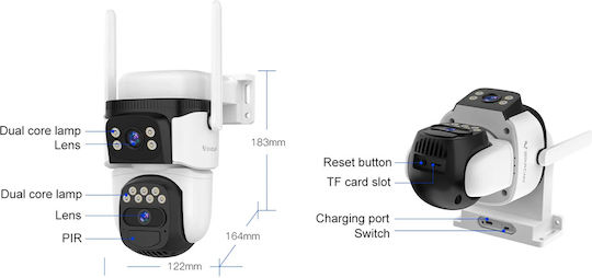 Vstarcam CB621DR IP Surveillance Camera Wi-Fi Full HD+ 3MP Waterproof Battery Powered with Two-Way Communication and Lens 4mm