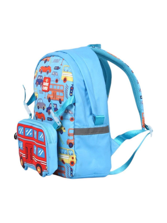 Super Cute Παιδική Τσάντα Πλάτης Γαλάζια 35x12x35εκ.