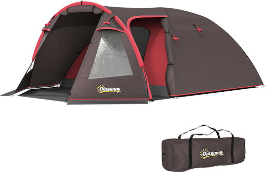 Outsunny Σκηνή Camping Τούνελ Ορειβασίας Γκρι 4 Εποχών για 4 Άτομα Αδιάβροχη 3000mm 360x250x130εκ.
