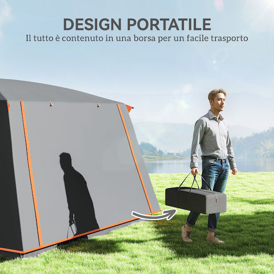 Outsunny Camping Tent Grey 4 Seasons For 4 People 430x305x195cm