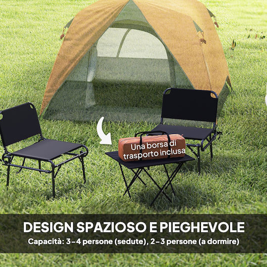 Outsunny Camping Tent Igloo Orange 4 Seasons For 3 People 200x200x135cm