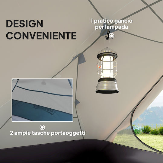 Outsunny Σκηνή Camping Ορειβασίας Μπεζ με Διπλό Πανί 4 Εποχών για 2 Άτομα Αδιάβροχη 3000mm 280x225x110εκ.
