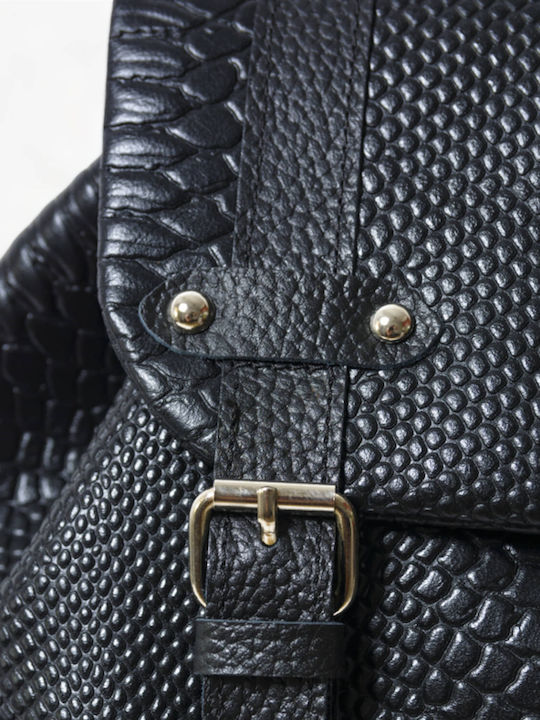 Genui Leather Backpack Μαύρο