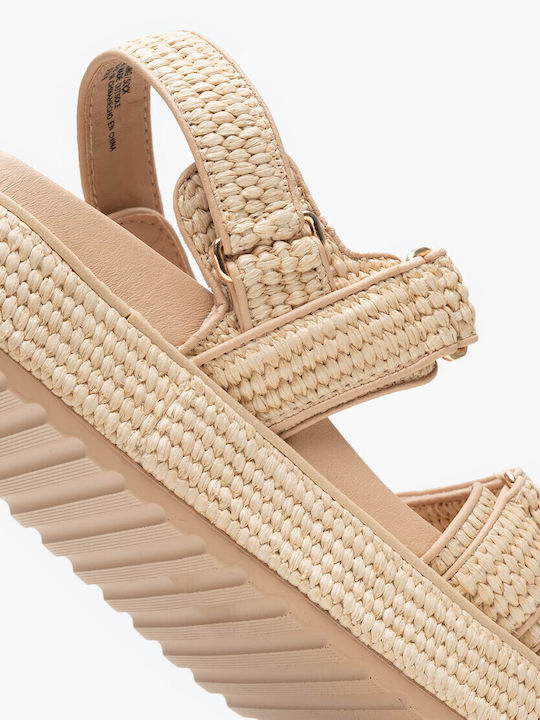 Bigmona Γυναικεία Σανδάλια Flatforms Μπεζ