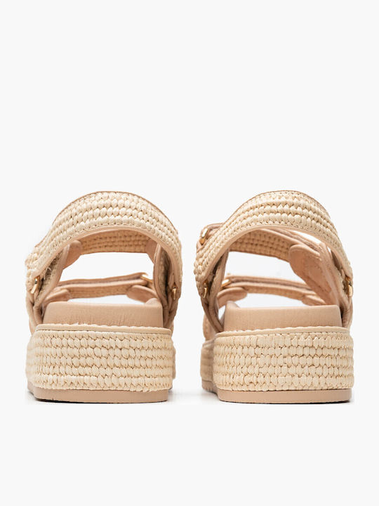 Bigmona Γυναικεία Σανδάλια Flatforms Μπεζ