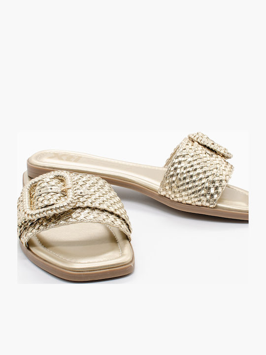 Flache Sandalen für Damen Anatomisch in Gold Farbe