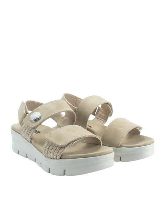 Women's Flat Sandals in Beige Color