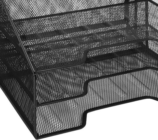 Osco Metallic Filing Tray with 3 Shelves Black 24.7x29x32cm