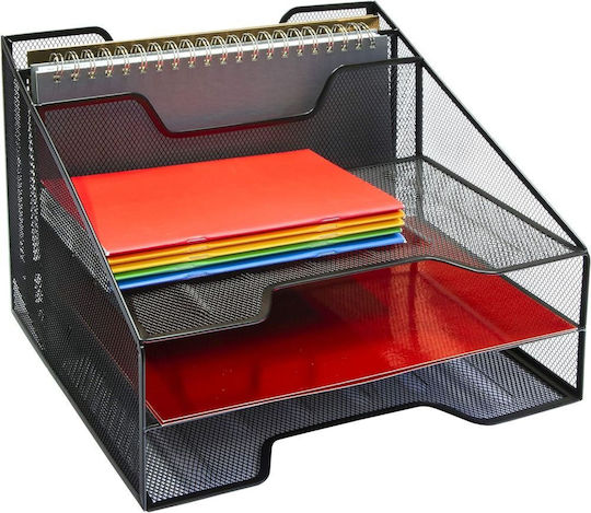 Osco Metallic Filing Tray with 3 Shelves Black 24.7x29x32cm