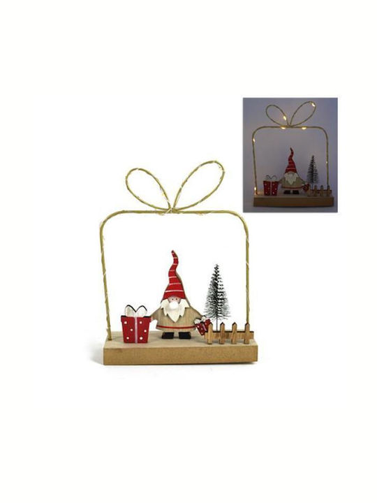 Luminat Decorativ Moș Crăciun Bej din Lemn 17x13.5x4.5cm.